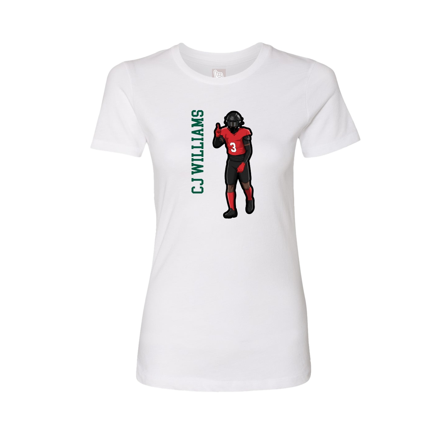 Fitted Women's Tee — Name Vertical in White