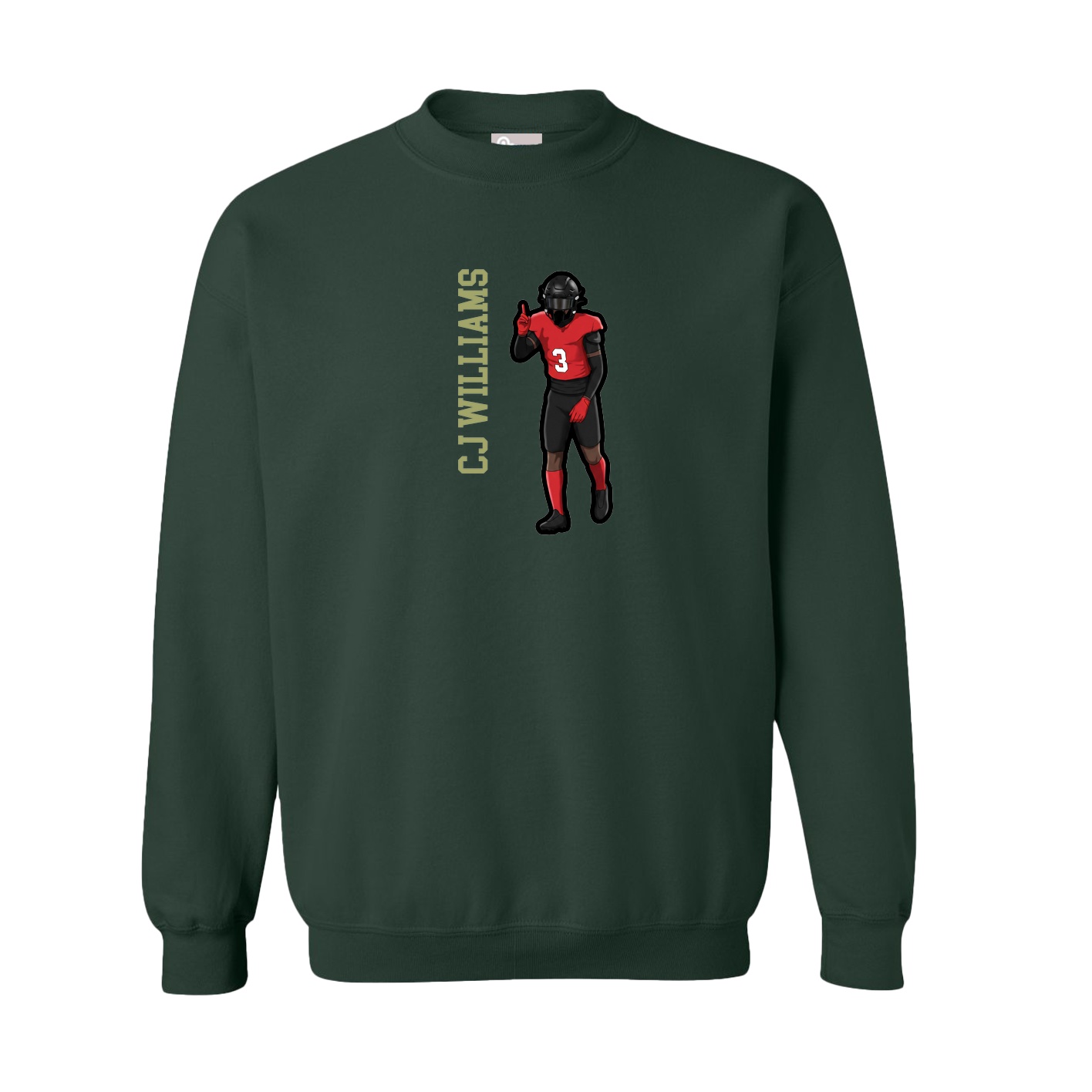 Fleece Crew — Name Vertical in Green