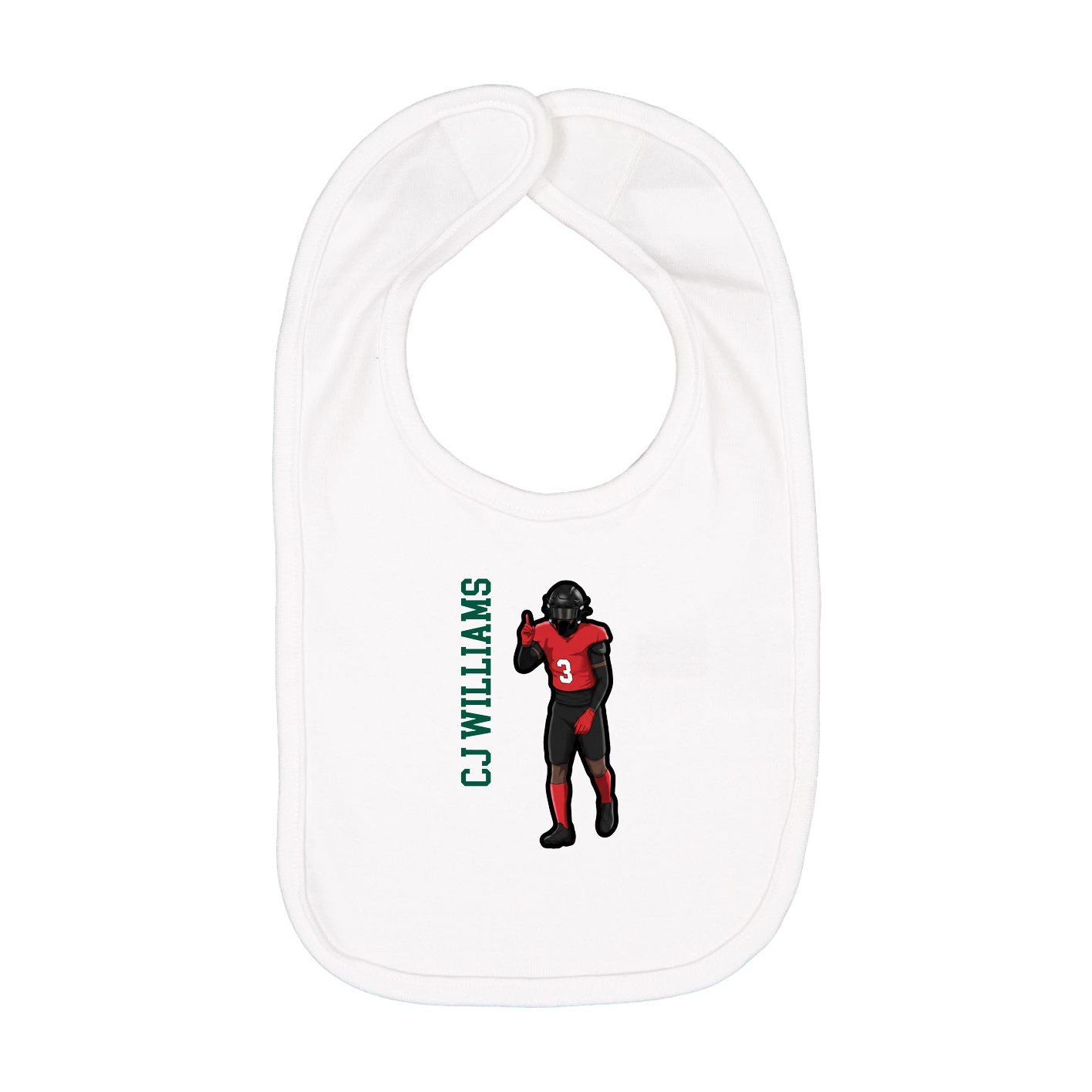 Infant Bib — Name Vertical in White