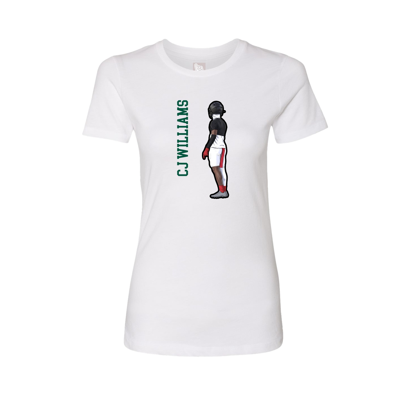Fitted Women's Tee — Name Vertical in White