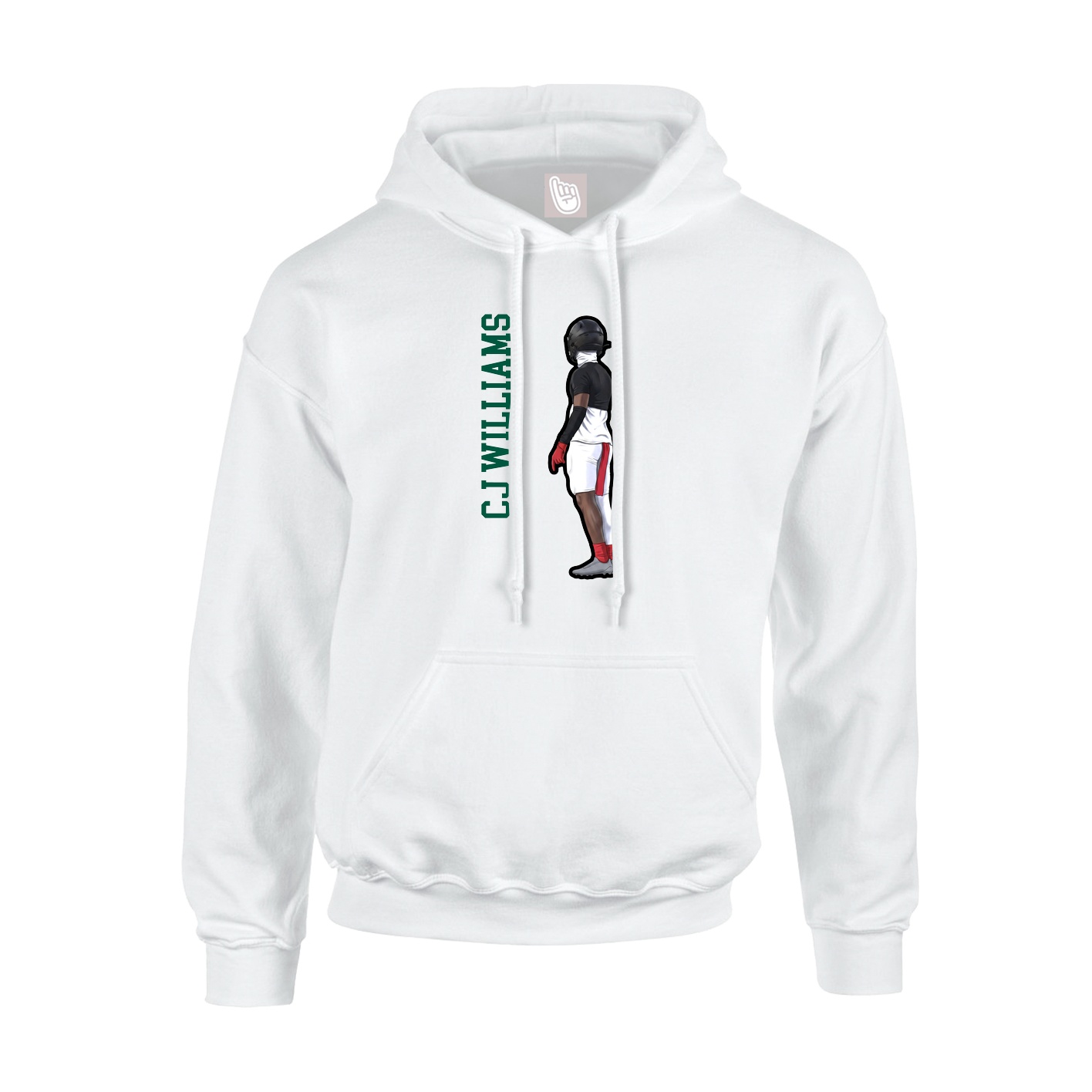 Youth Hoodie — Name Vertical in White