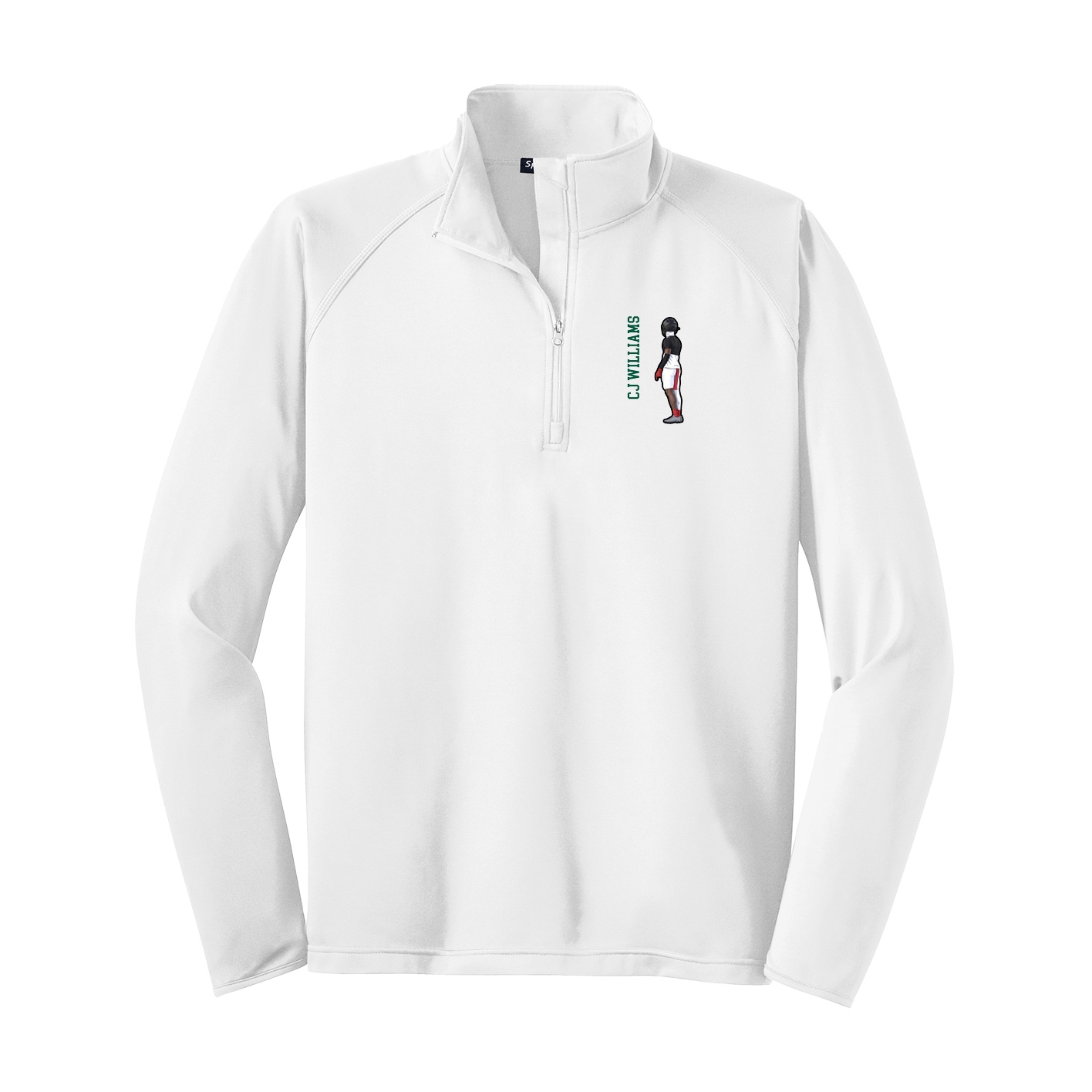 Q-Zip Pullover — Name Vertical in White