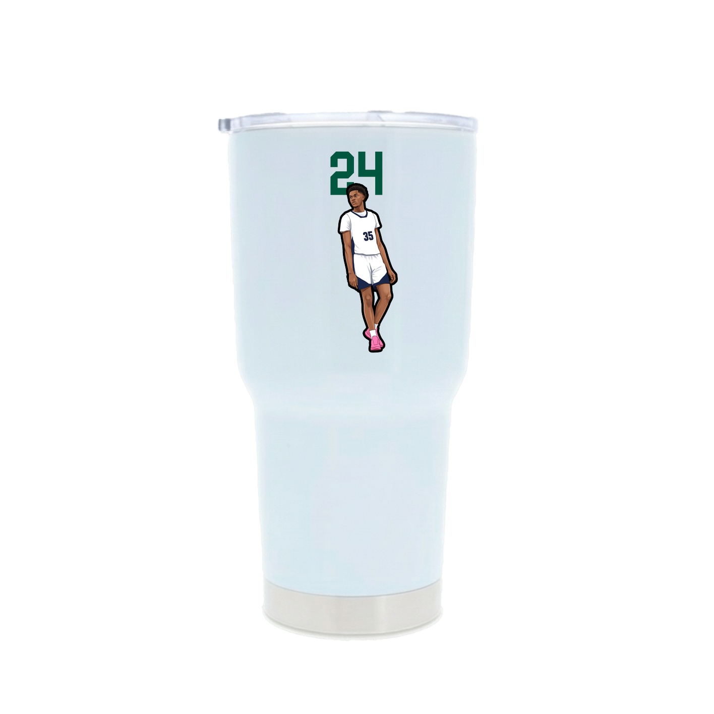 30oz Stainless Steel Tumbler — Number Top in White