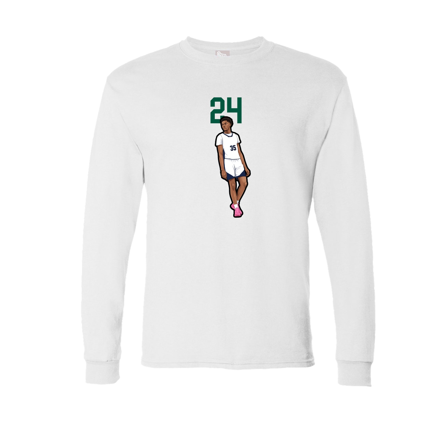 Long Sleeve Tee — Number Top in White
