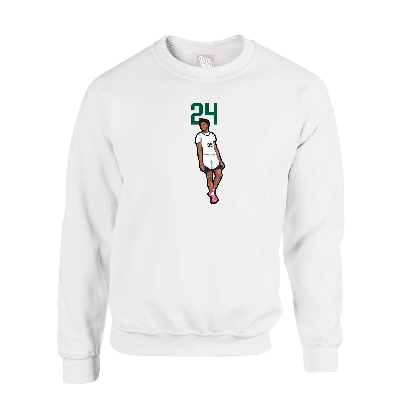 Fleece Crew — Number Top in White