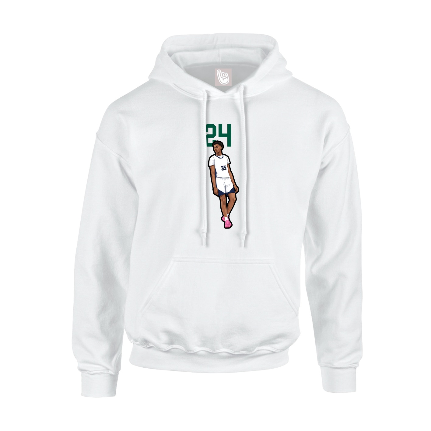 Youth Hoodie — Number Top in White