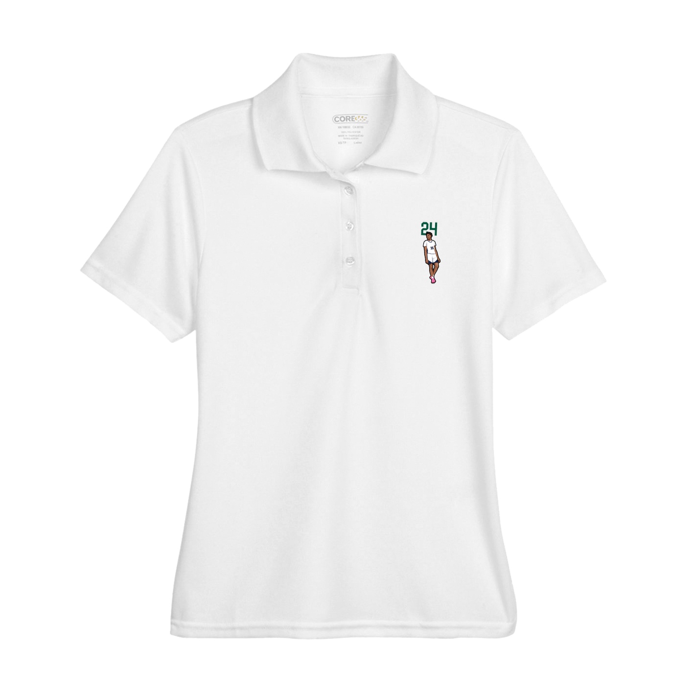 Womens Performance Polo — Number Top in White