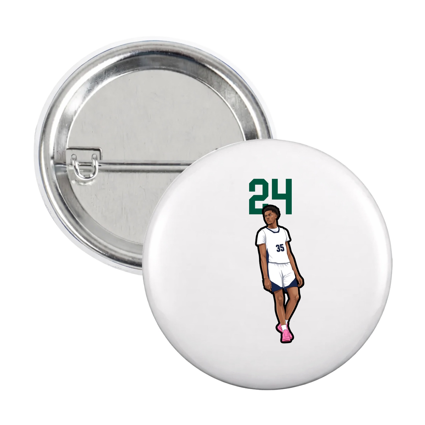 Game Day Button — Number Top in White
