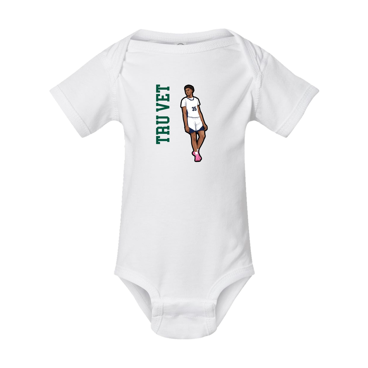 Baby Onesie — Name Vertical in White
