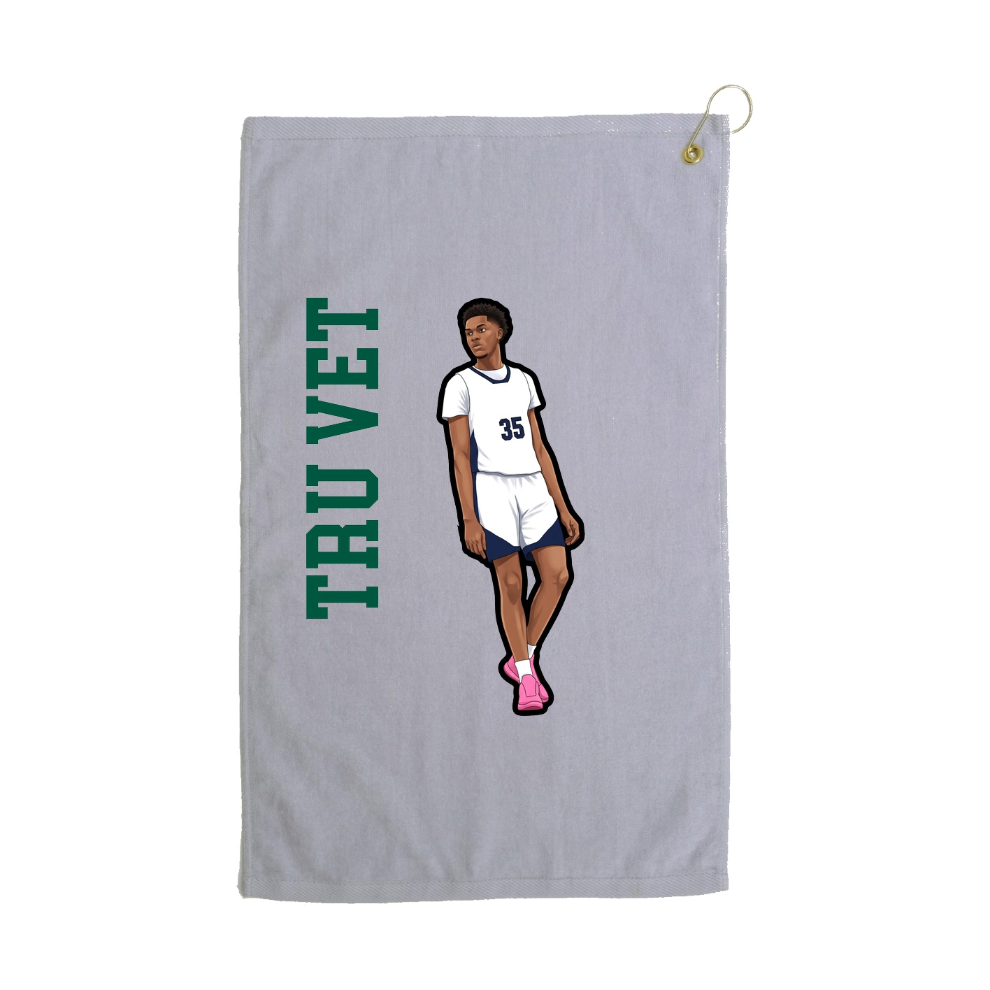 Golf Towel — Name Vertical in Grey