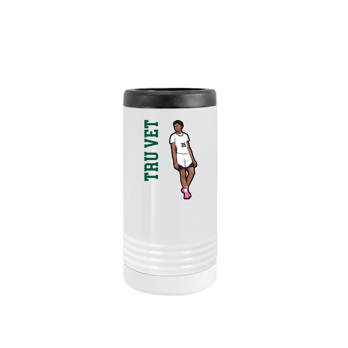 Slim Beverage Holder — Name Vertical in White
