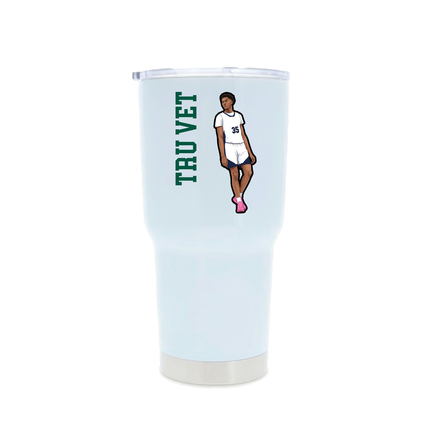 30oz Stainless Steel Tumbler — Name Vertical in White