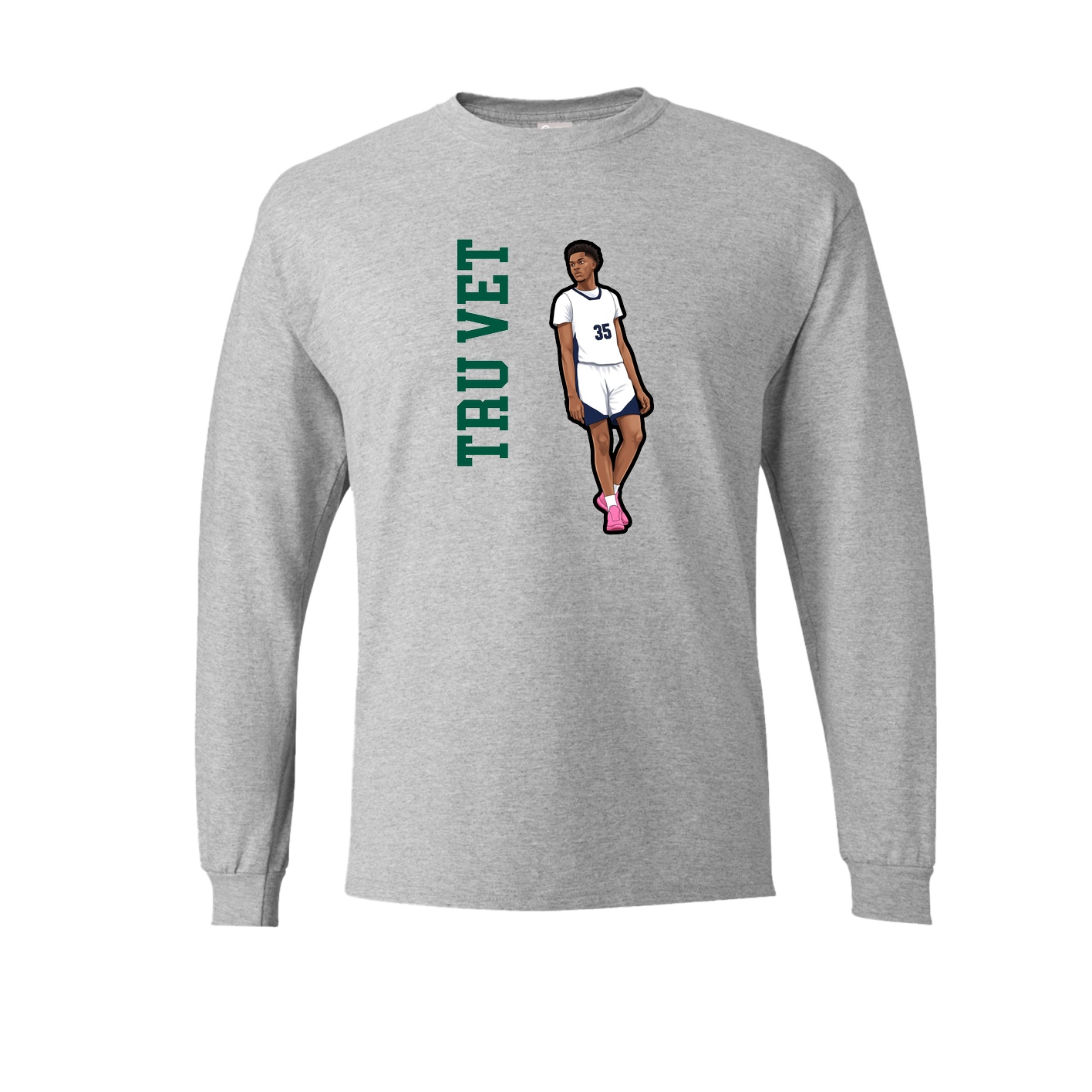 Long Sleeve Tee — Name Vertical in Grey