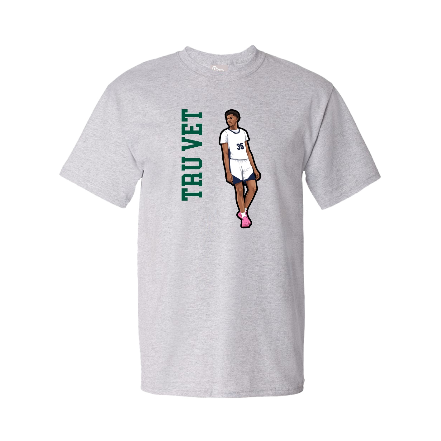 Youth Tee — Name Vertical in Grey
