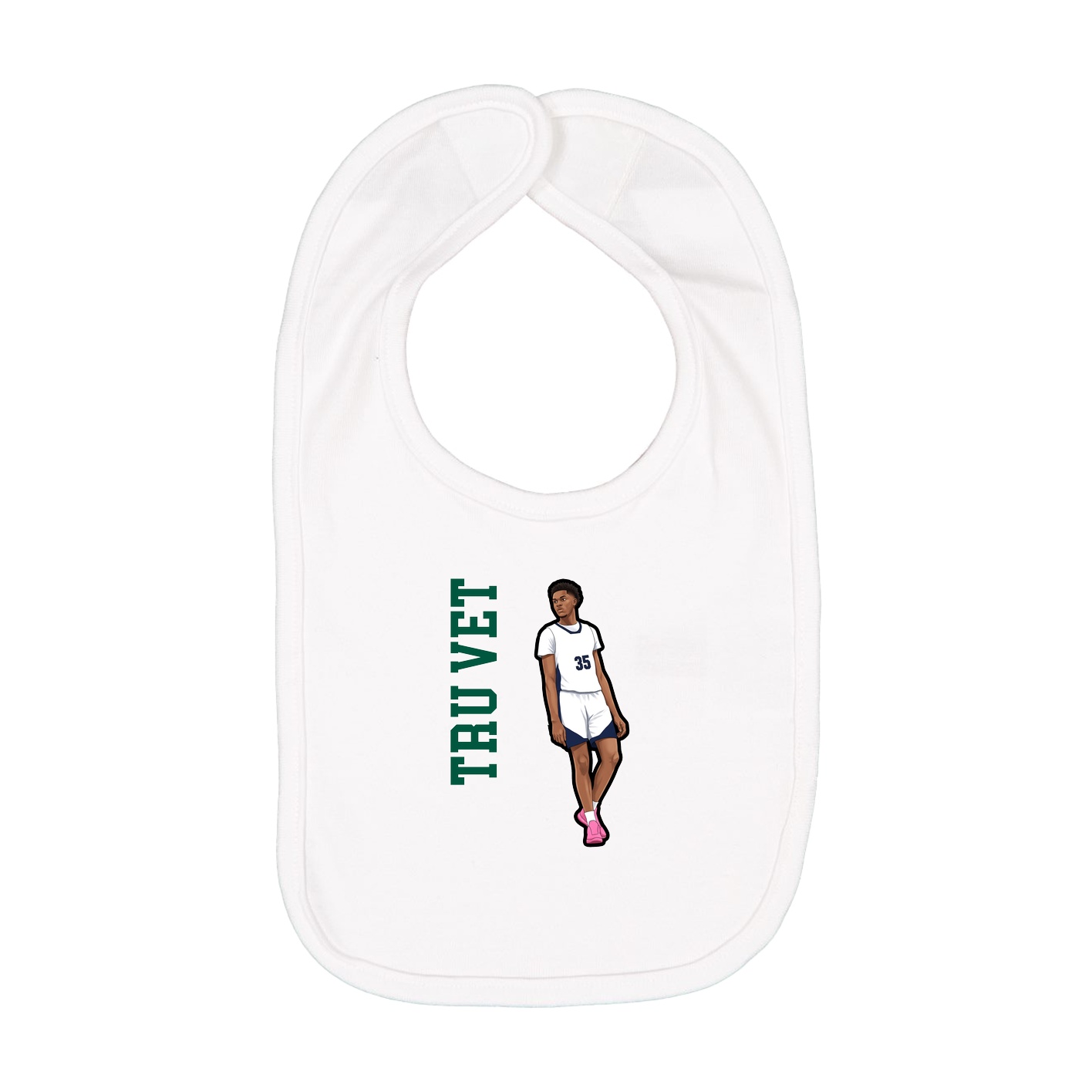 Infant Bib — Name Vertical in White