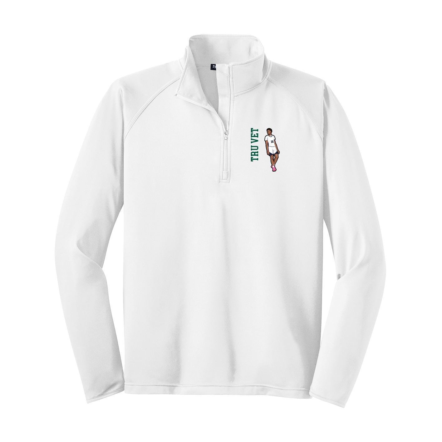 Q-Zip Pullover — Name Vertical in White