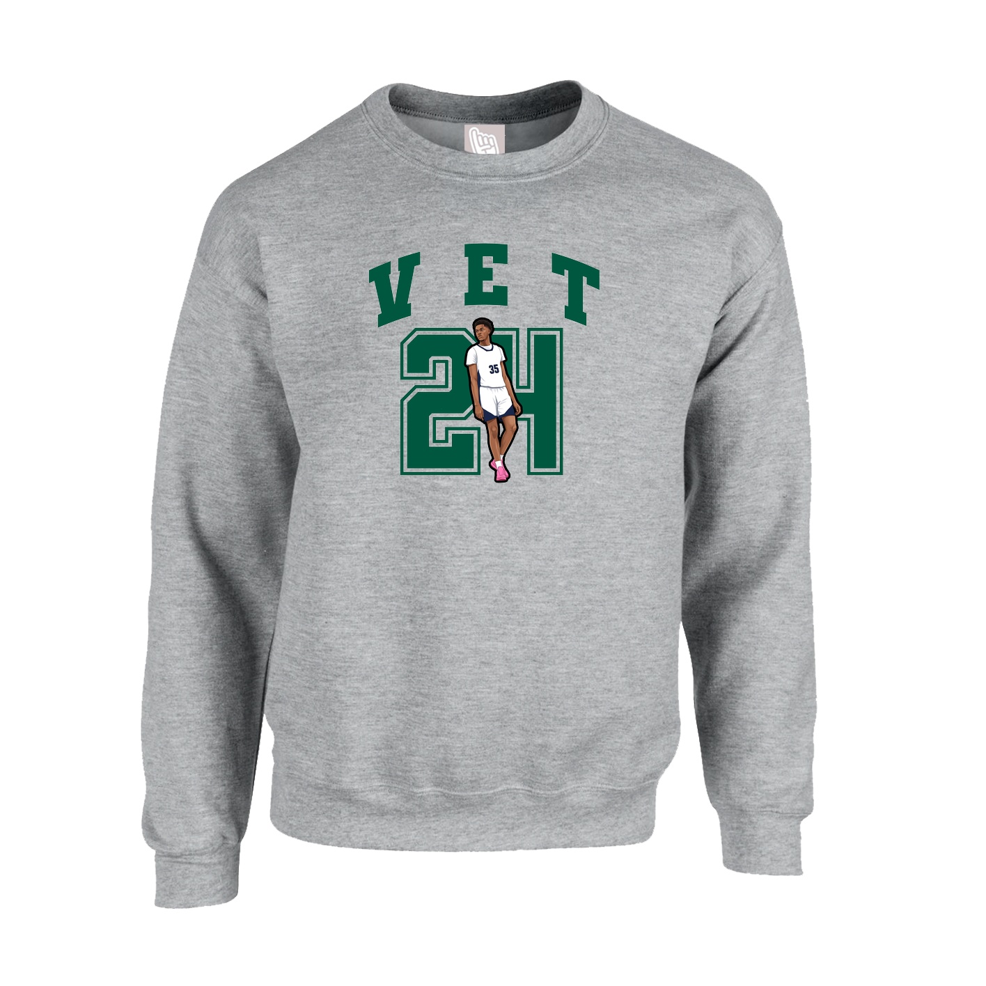 Fleece Crew — Number in Grey