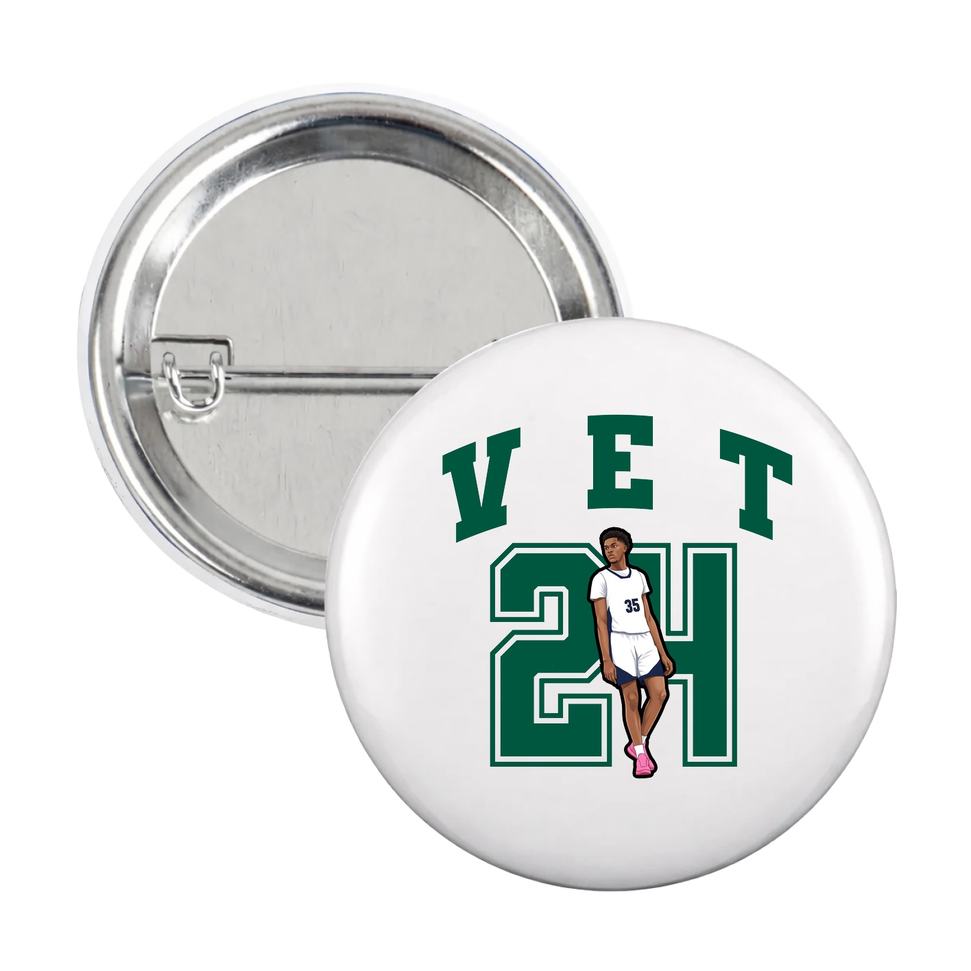 Game Day Button — Number in White