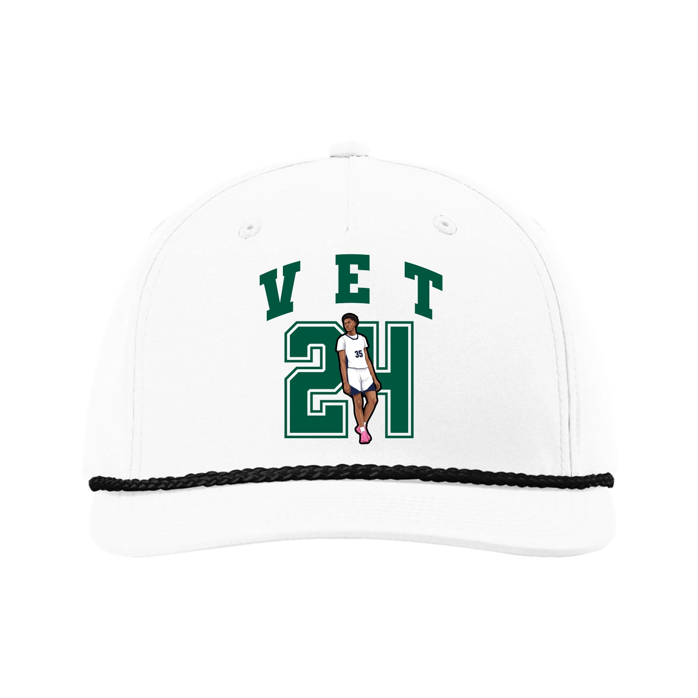 Five-Panel Classic Rope Cap — Number in White