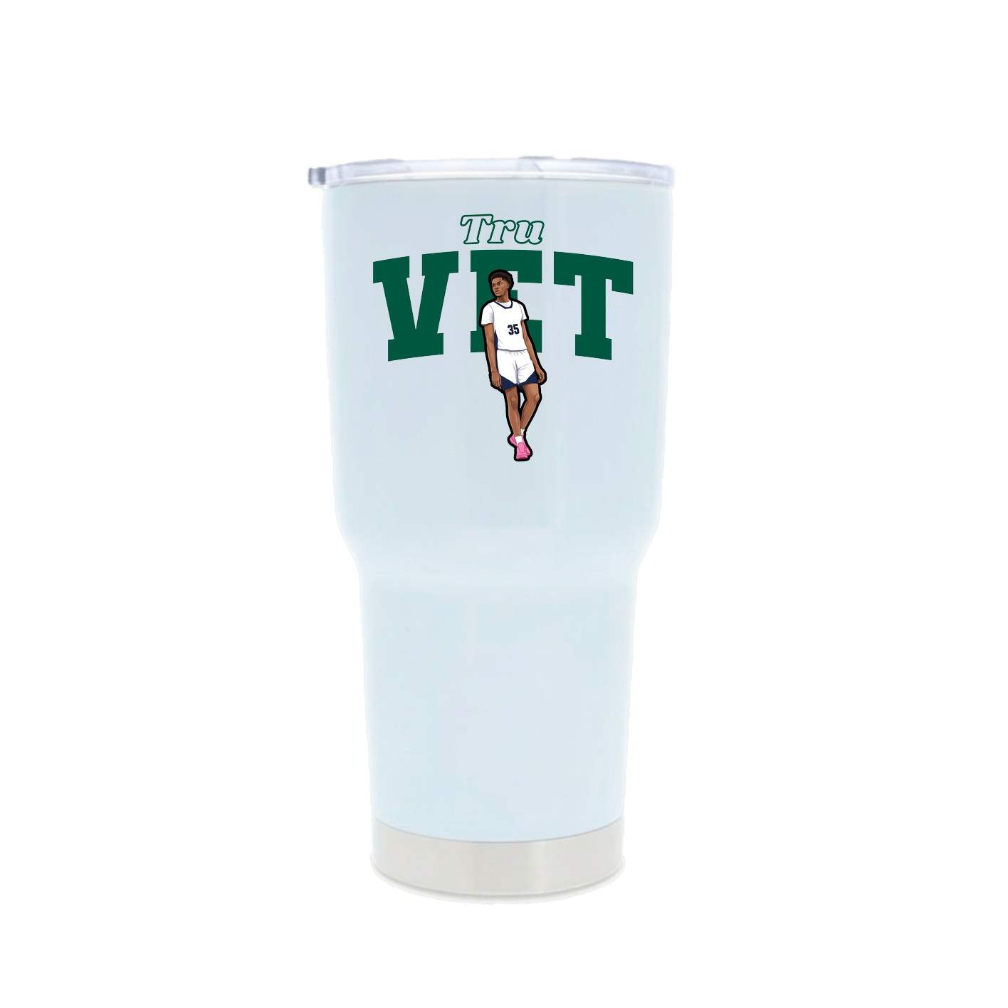 30oz Stainless Steel Tumbler — Name Arch in White