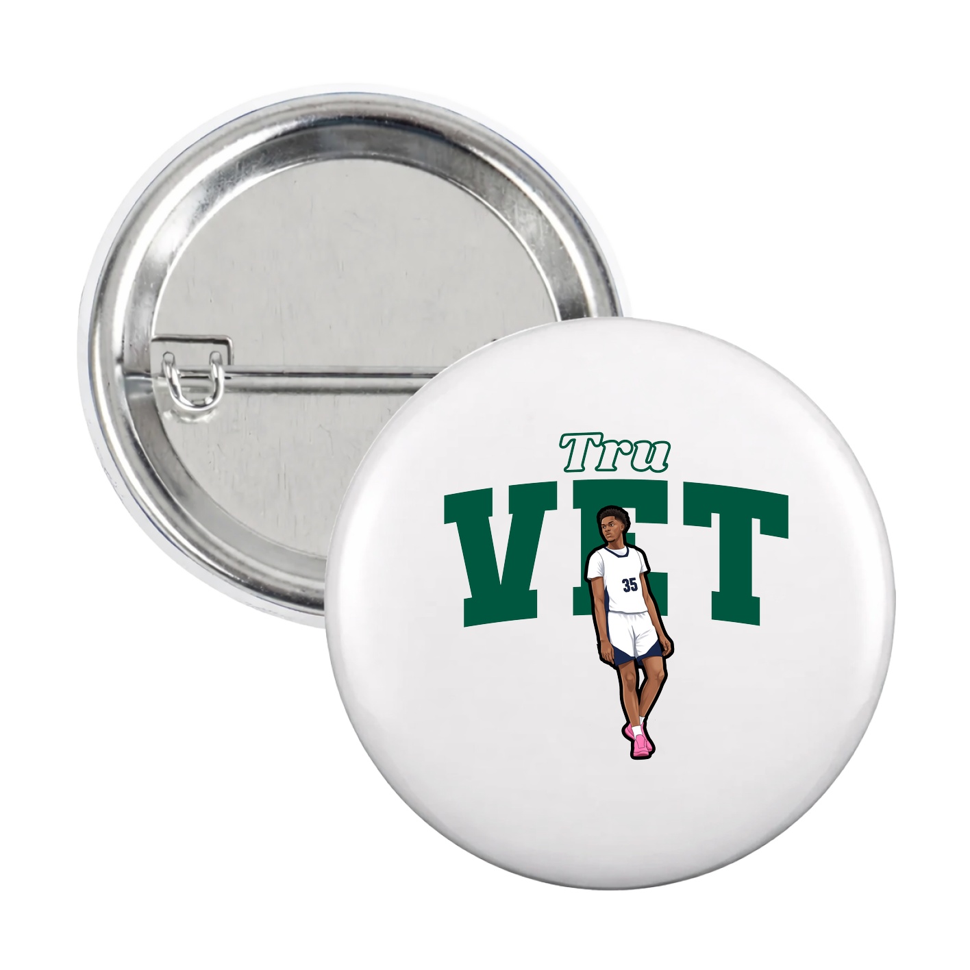 Game Day Button — Name Arch in White
