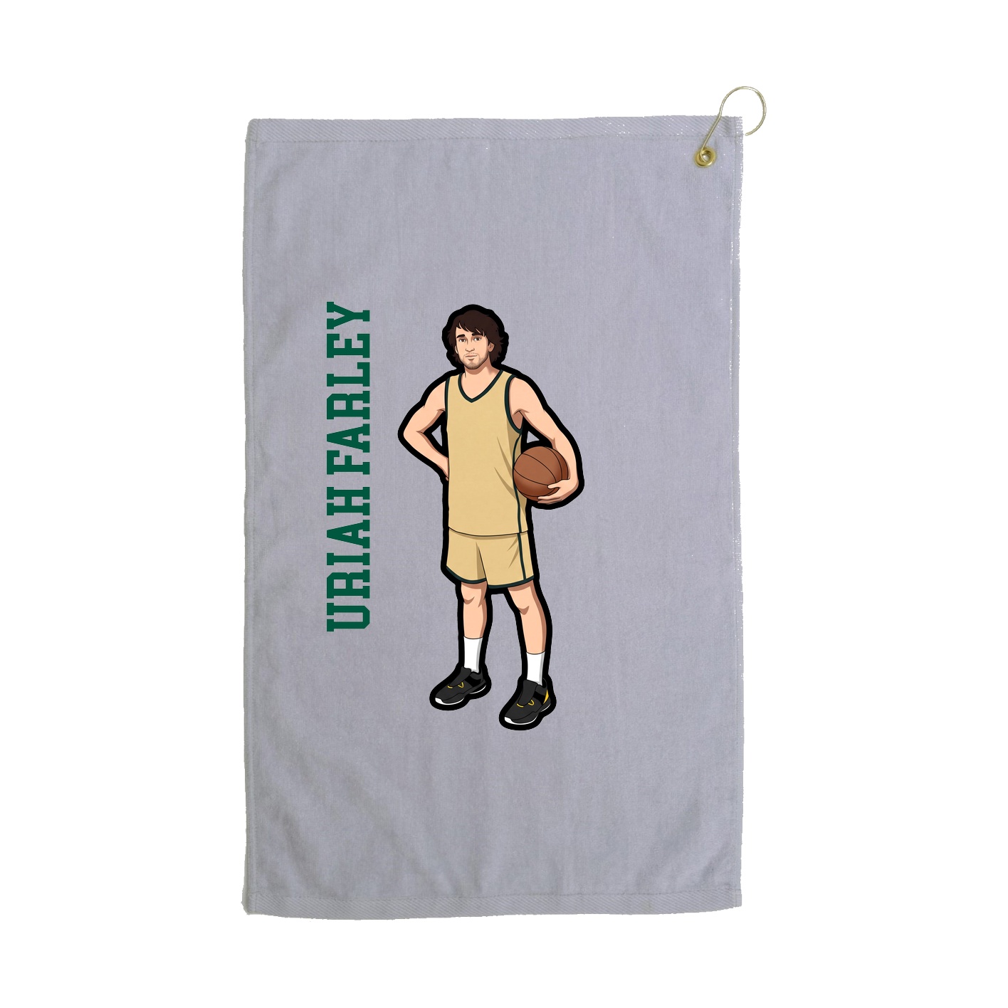 Golf Towel — Name Vertical in Grey