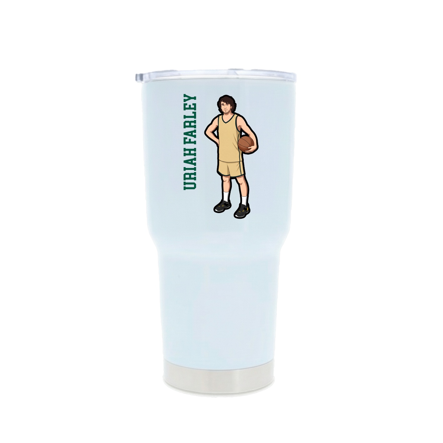 30oz Stainless Steel Tumbler — Name Vertical in White