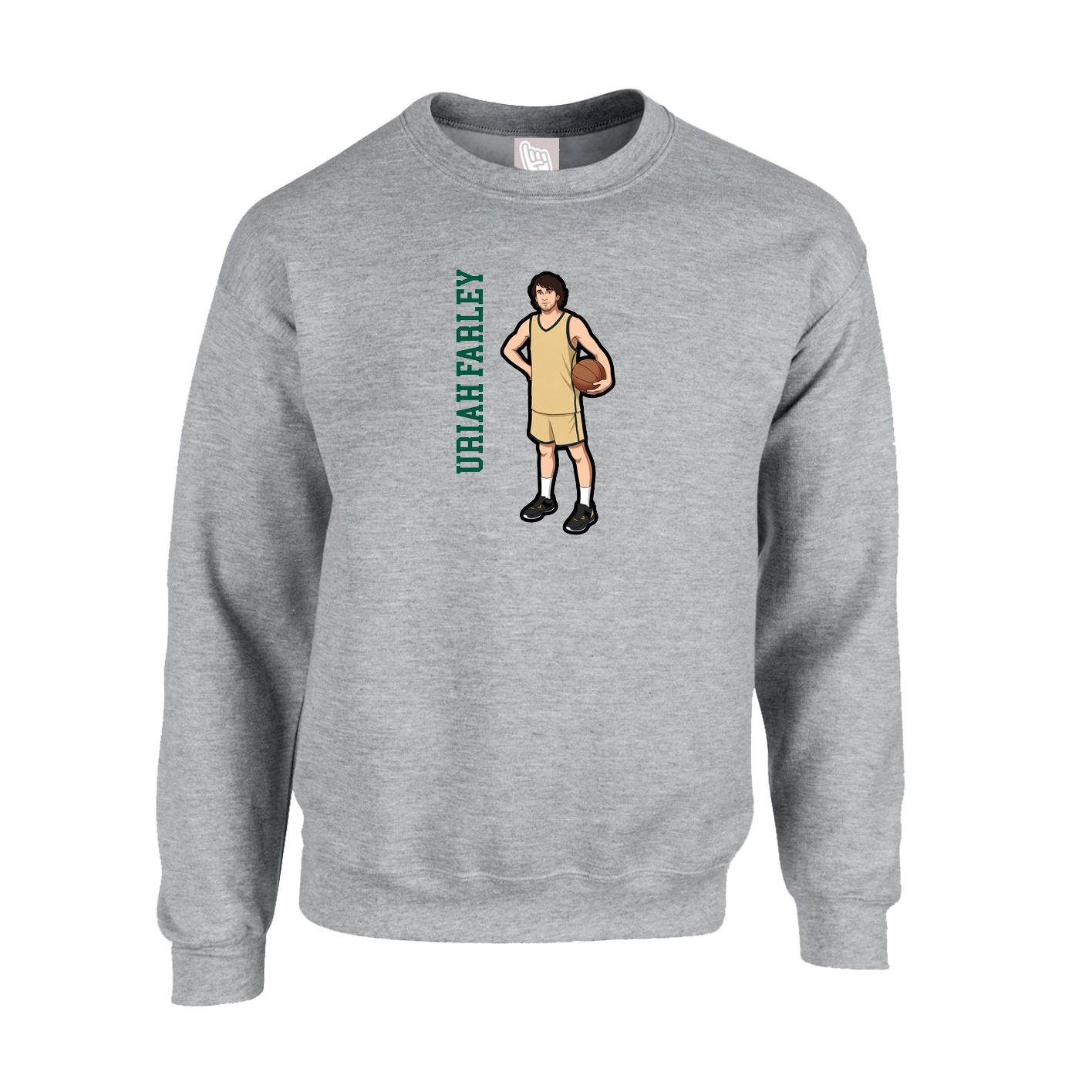 Fleece Crew — Name Vertical in Grey