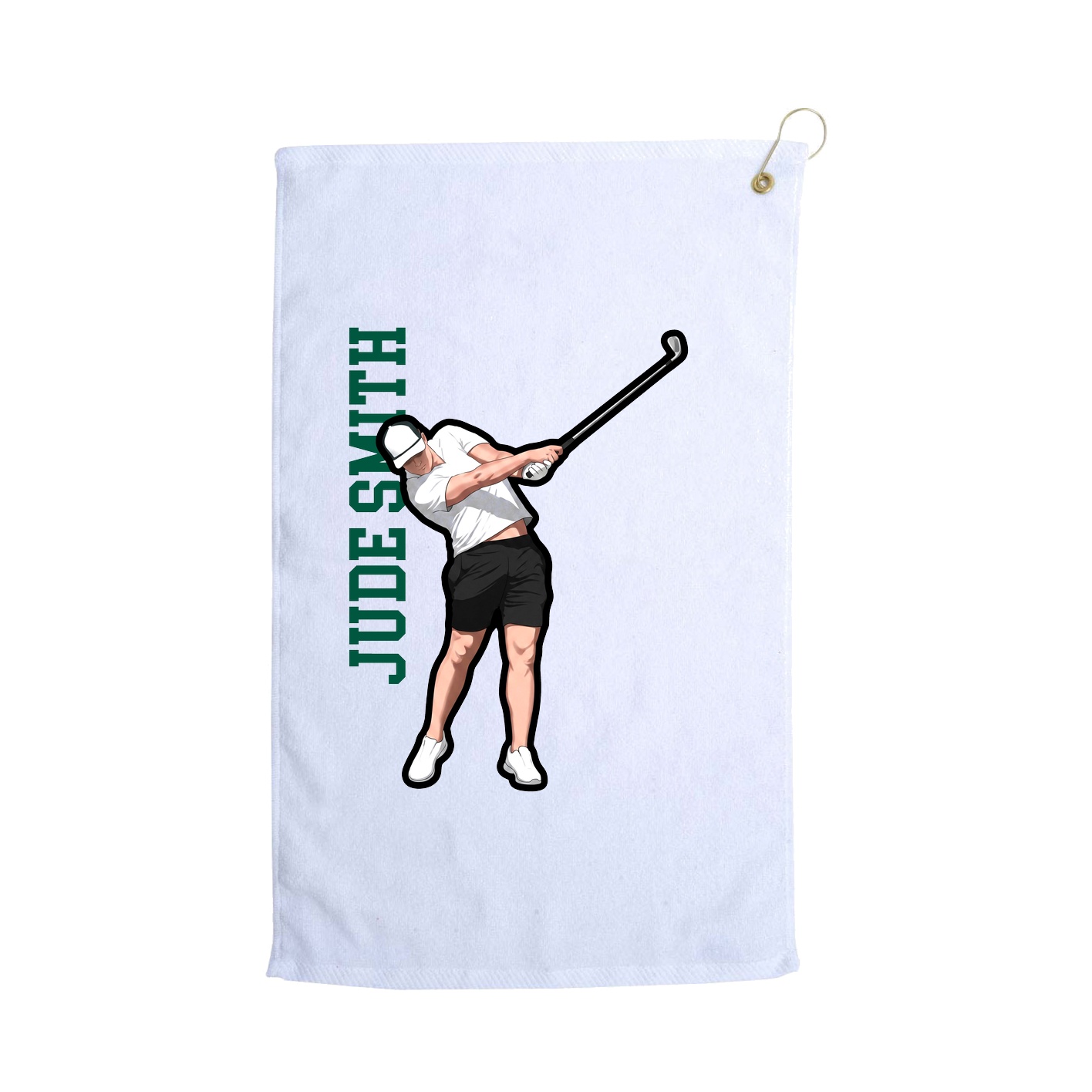 Golf Towel — Name Vertical in White