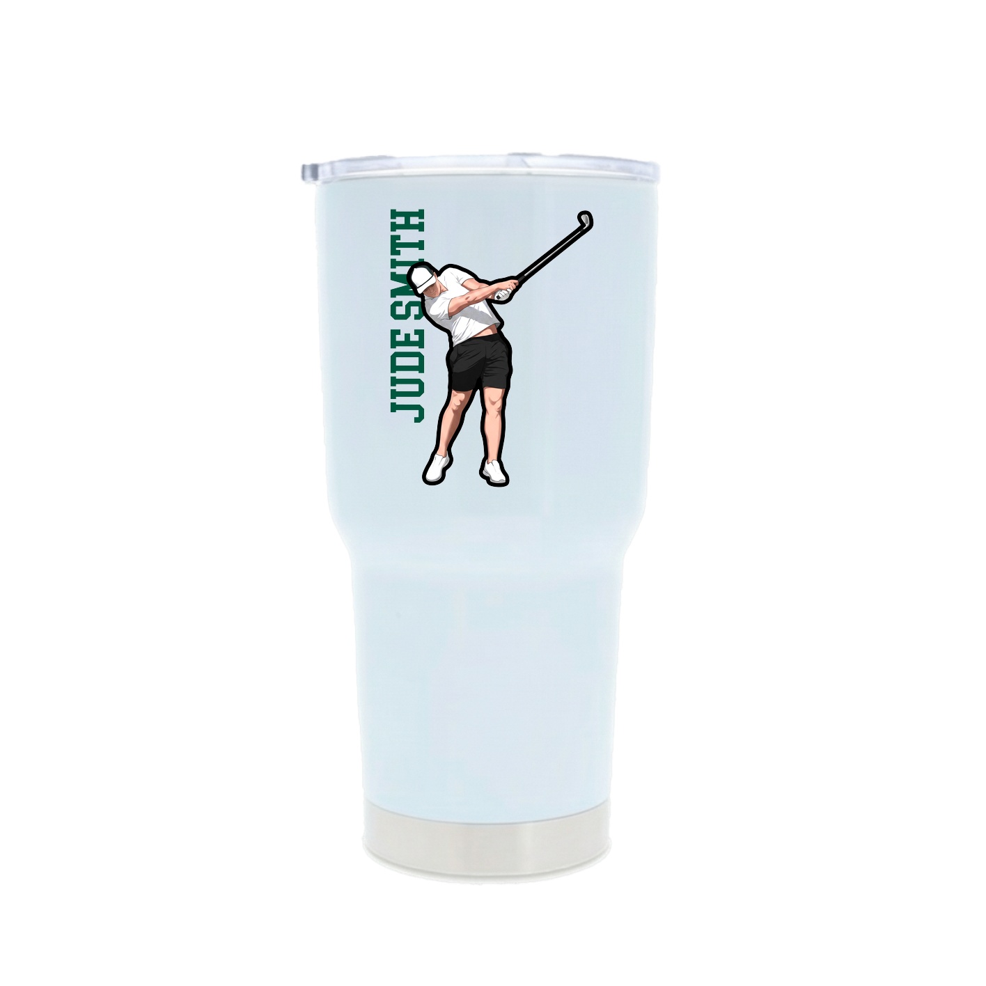 30oz Stainless Steel Tumbler — Name Vertical in White