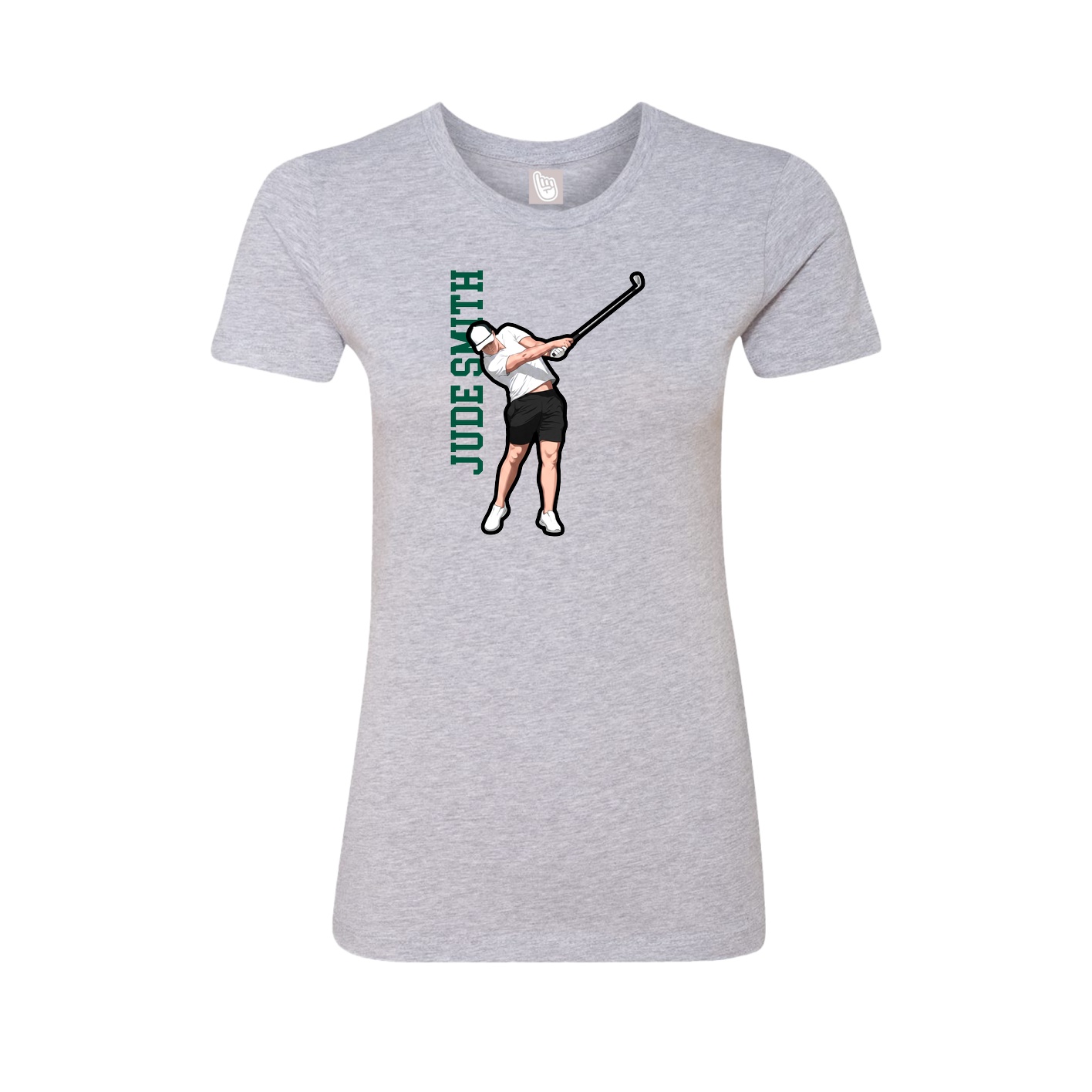 Fitted Women's Tee — Name Vertical in Grey
