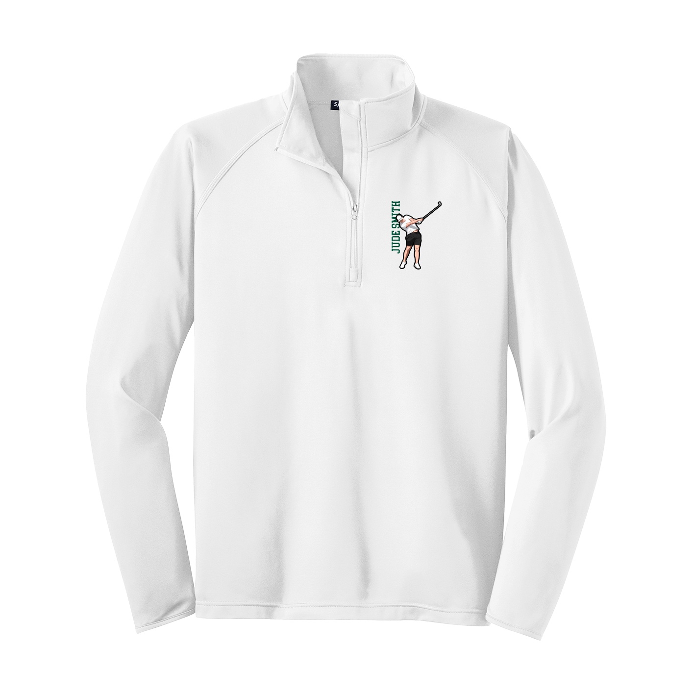 Q-Zip Pullover — Name Vertical in White