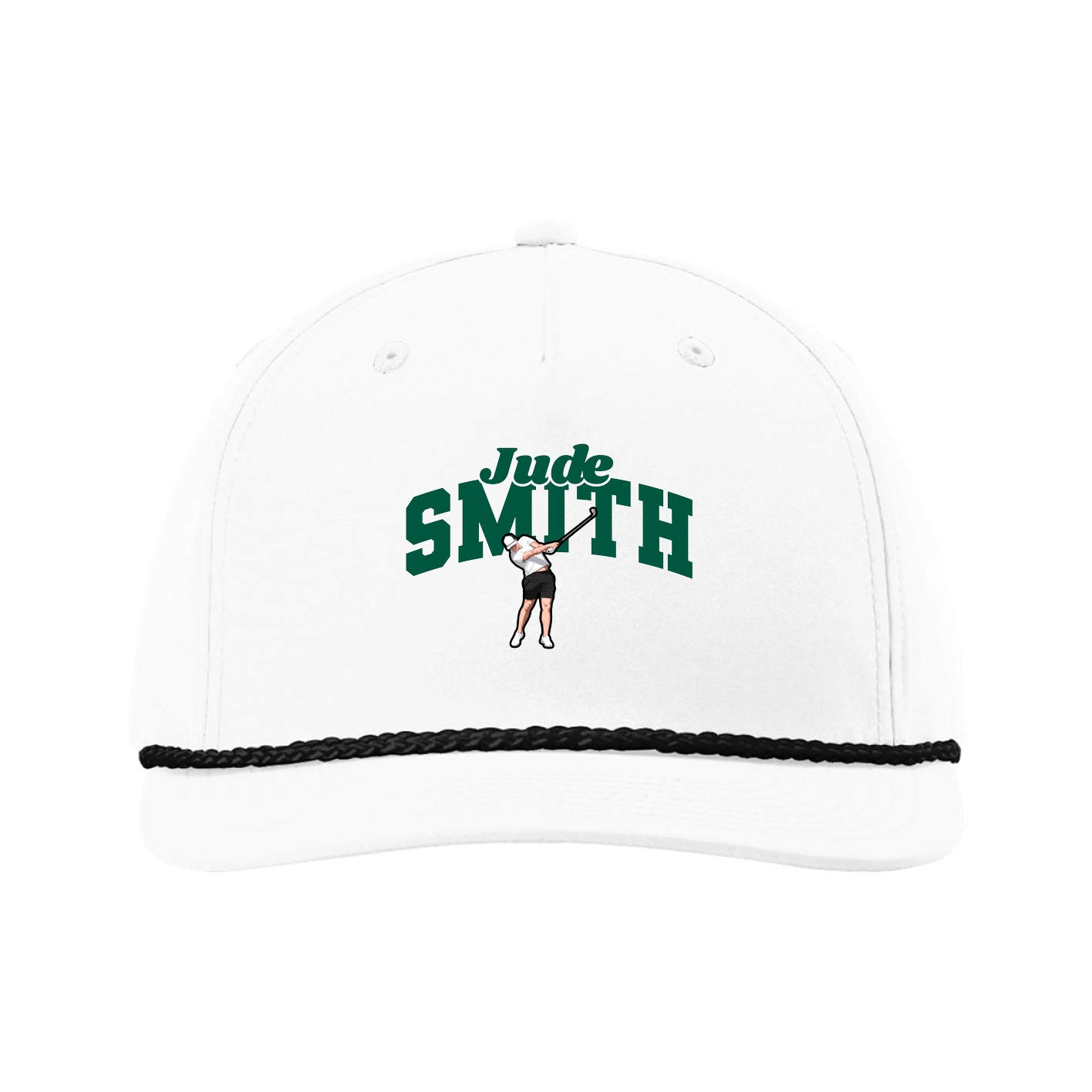 Five-Panel Classic Rope Cap — Signature Arch in White