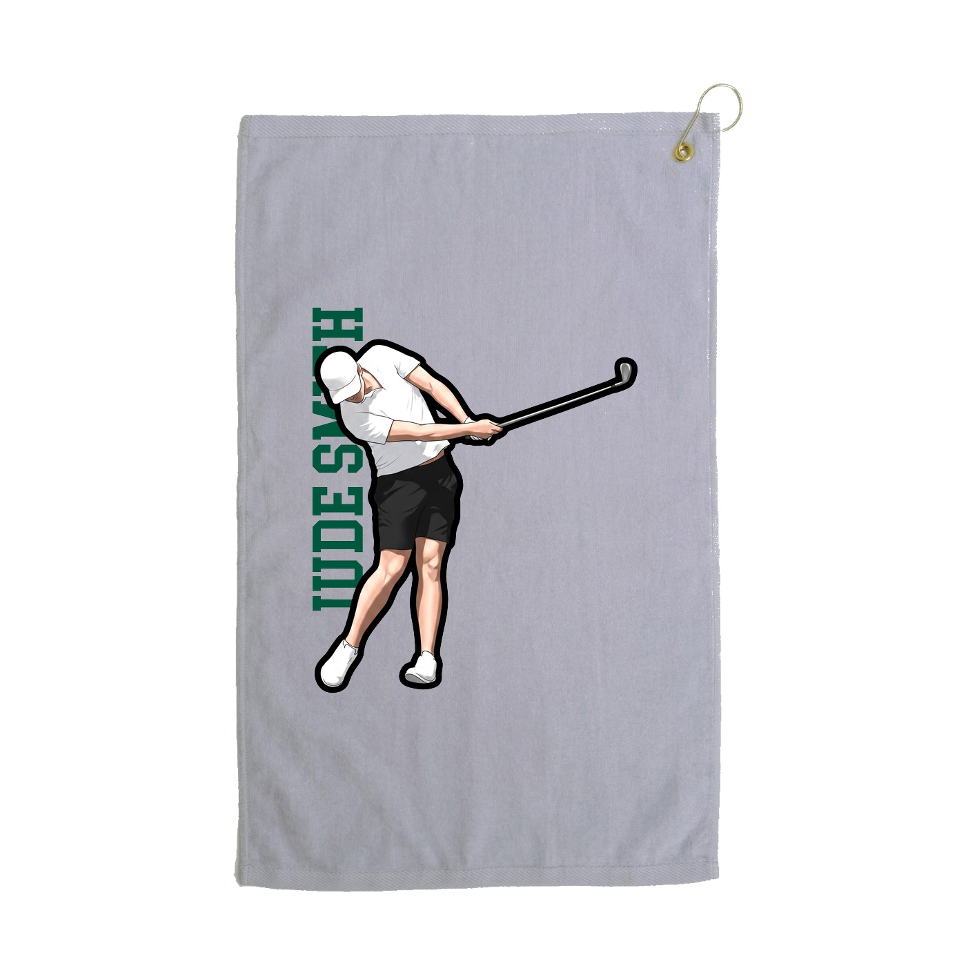 Golf Towel — Name Vertical in Grey