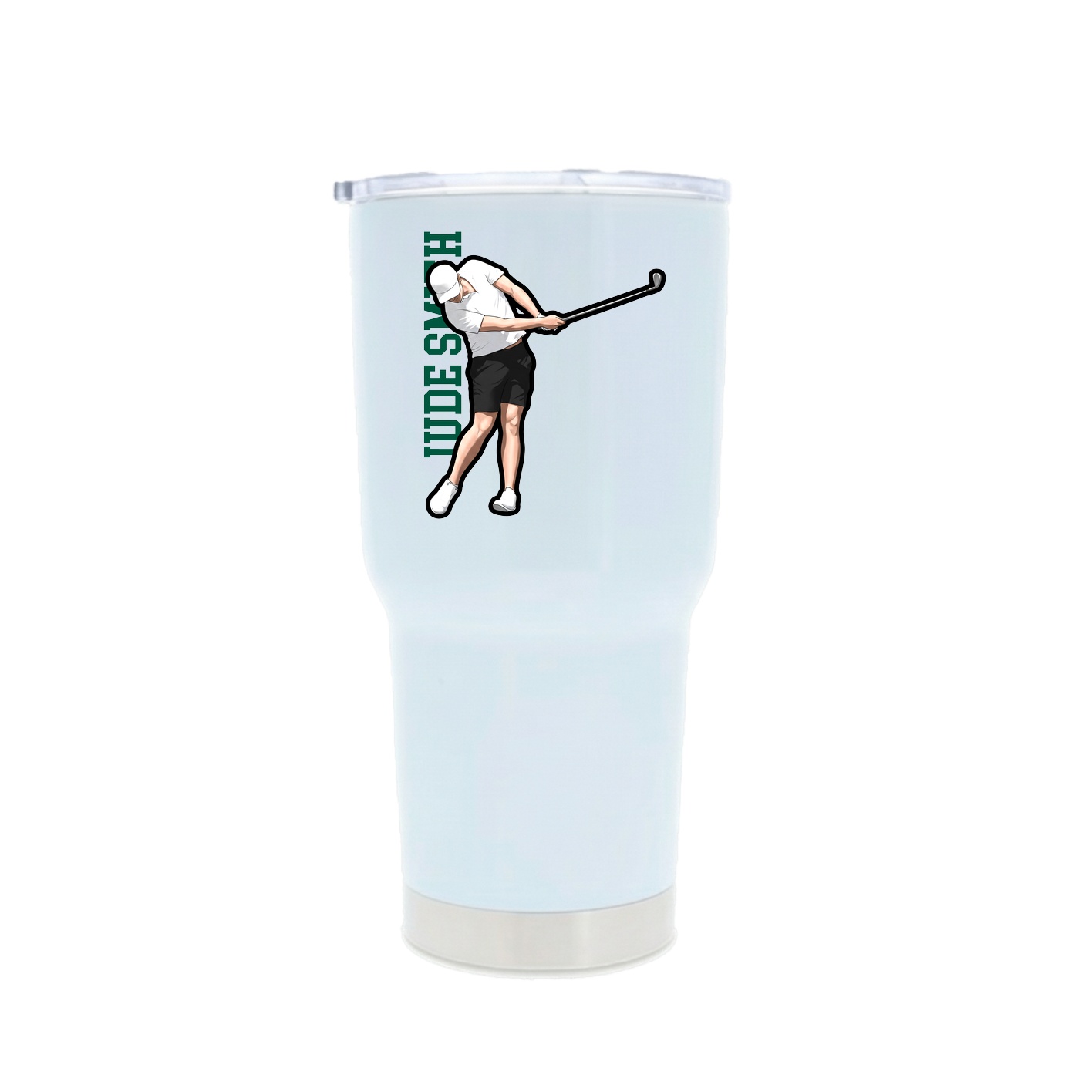 30oz Stainless Steel Tumbler — Name Vertical in White