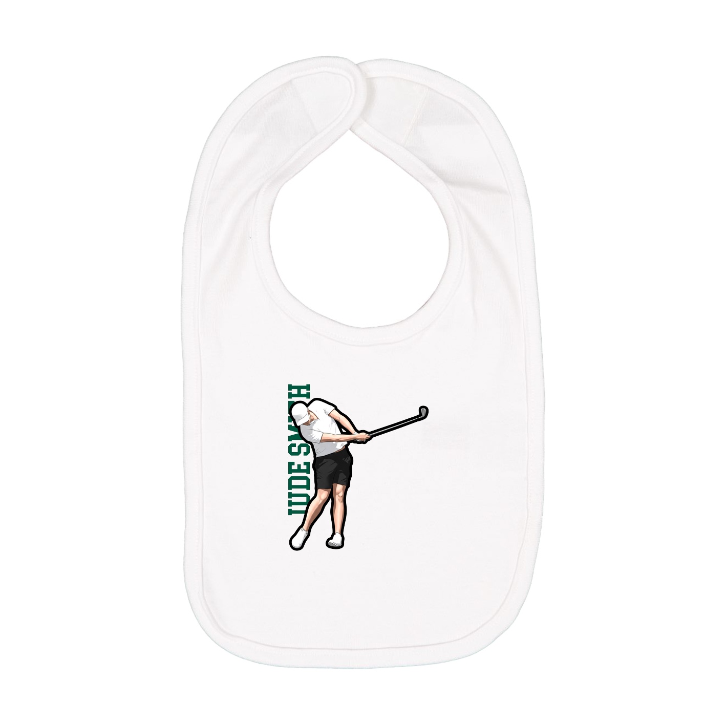 Infant Bib — Name Vertical in White