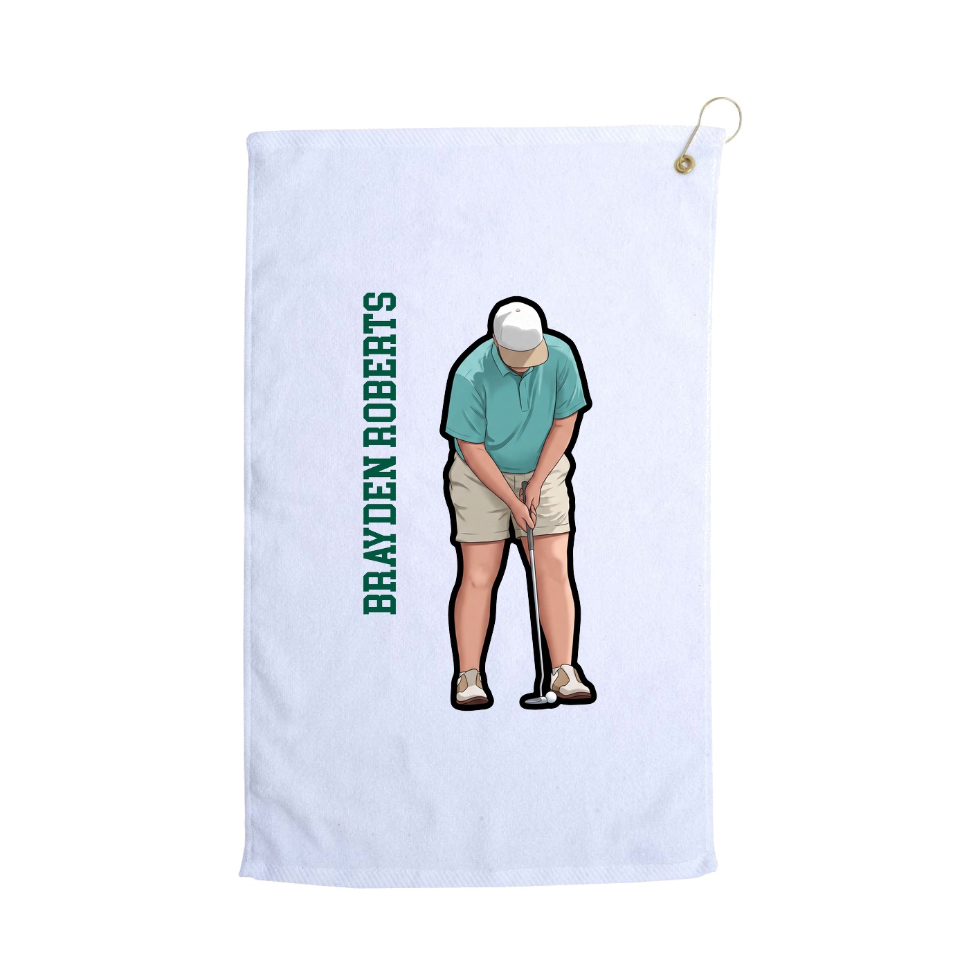 Golf Towel — Name Vertical in White