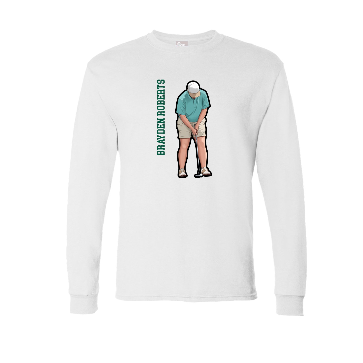 Long Sleeve Tee — Name Vertical in White