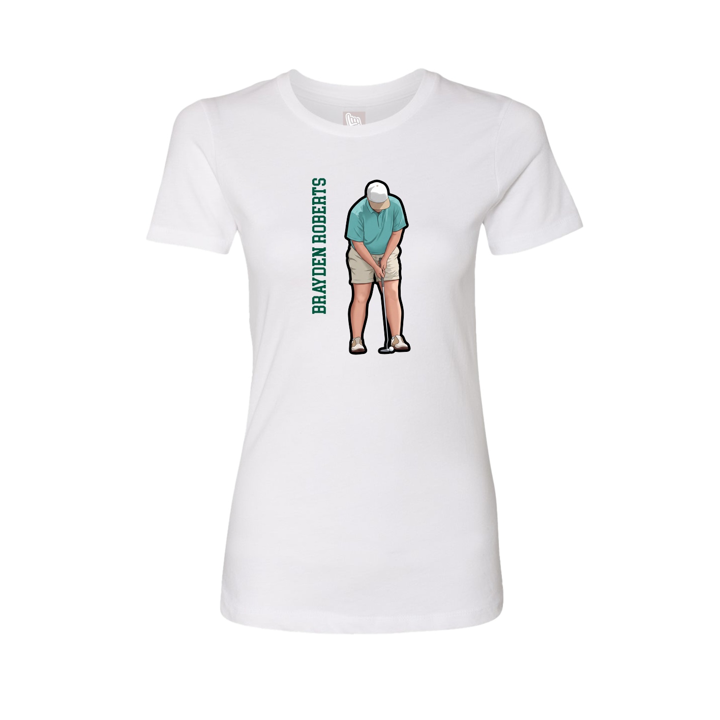 Fitted Women's Tee — Name Vertical in White