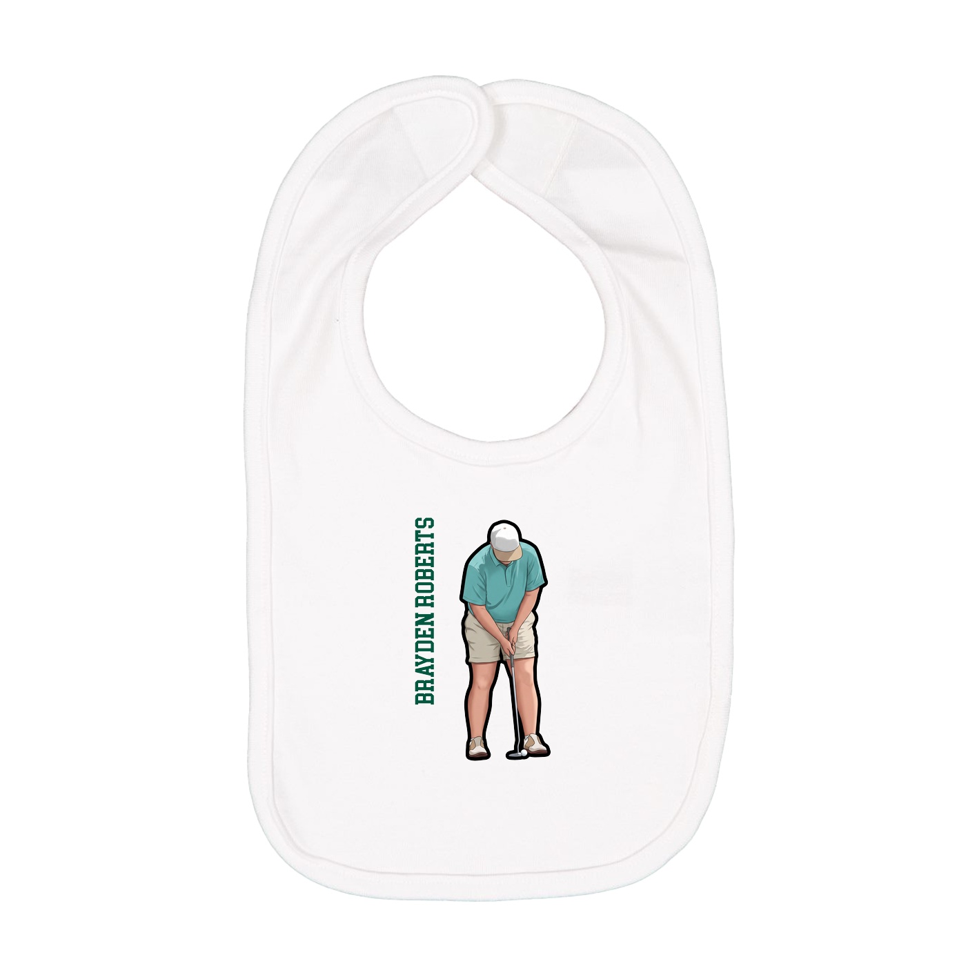 Infant Bib — Name Vertical in White