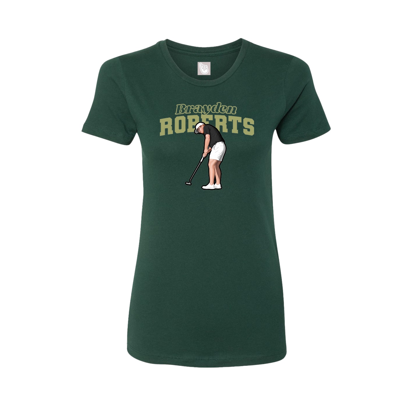 Fitted Women's Tee — Name Arch in Green
