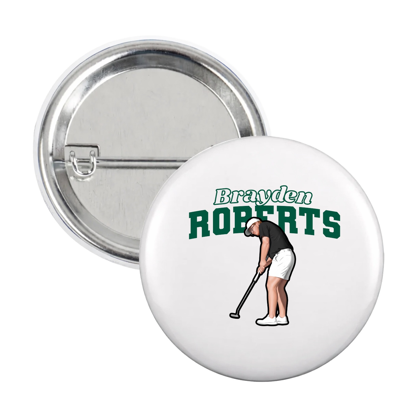 Game Day Button — Name Arch in White