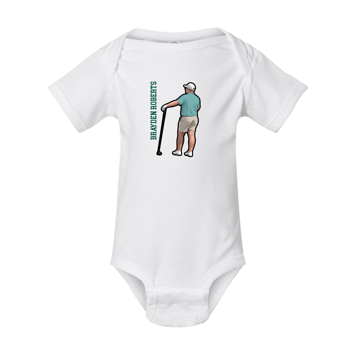 Baby Onesie — Name Vertical in White