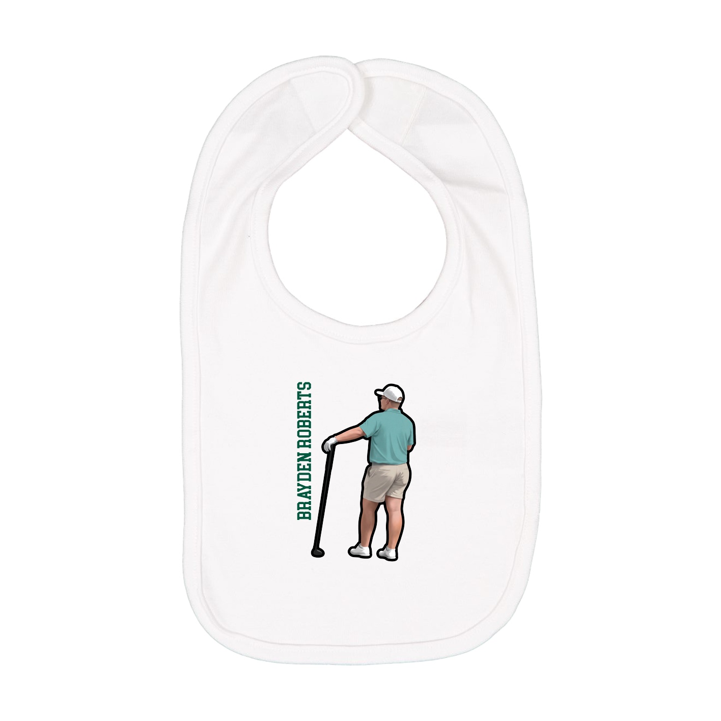 Infant Bib — Name Vertical in White