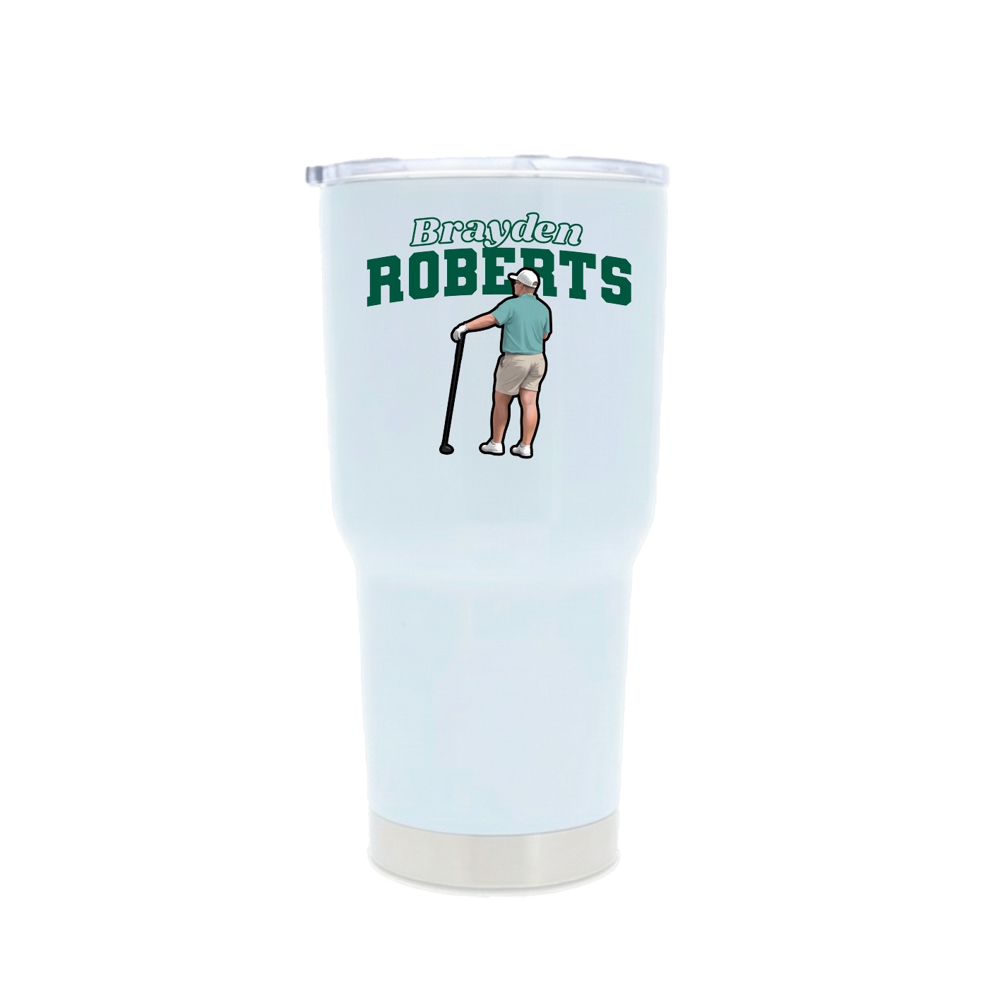 30oz Stainless Steel Tumbler — Name Arch in White
