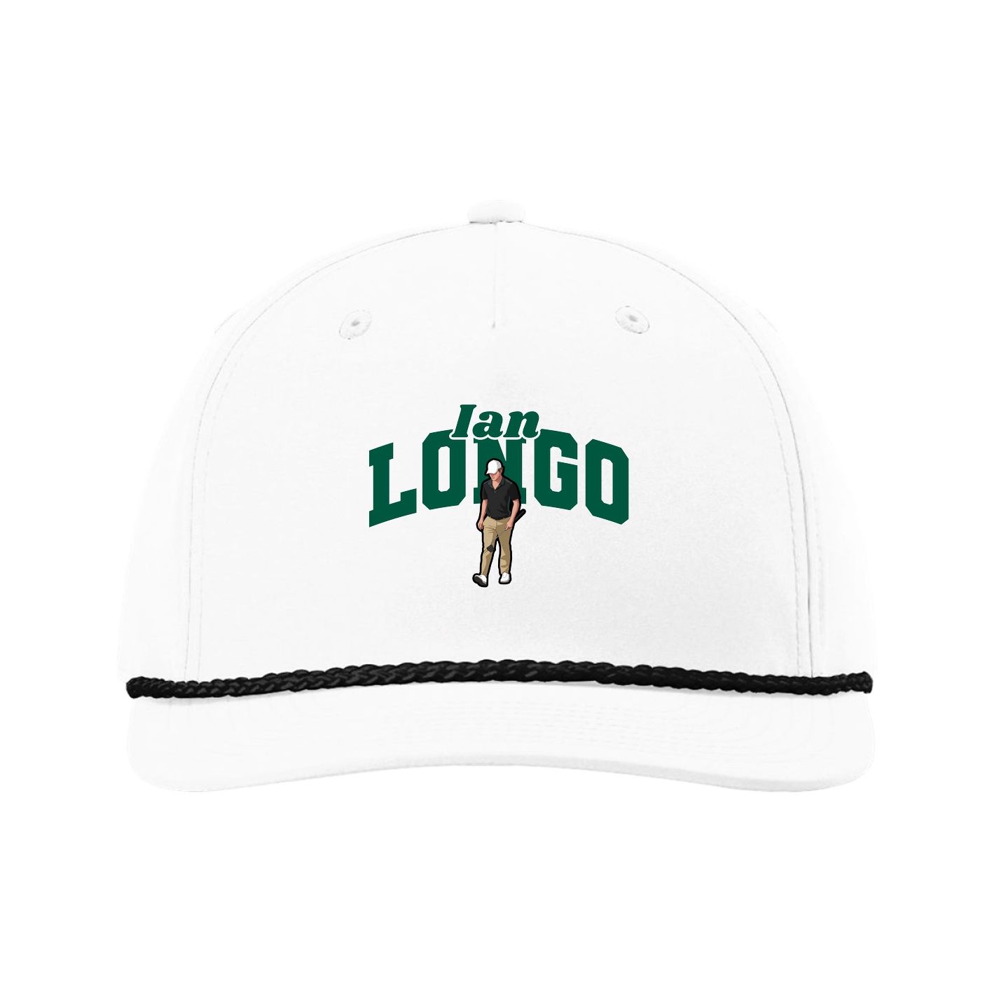 Five-Panel Classic Rope Cap — Signature Arch in White