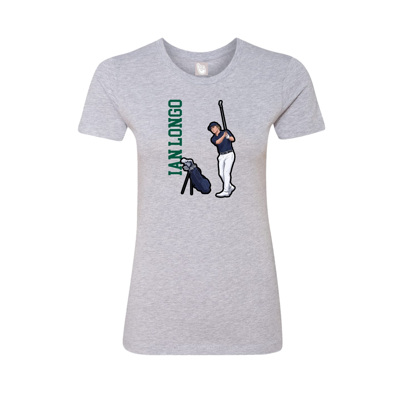 Fitted Women's Tee — Name Vertical in Grey