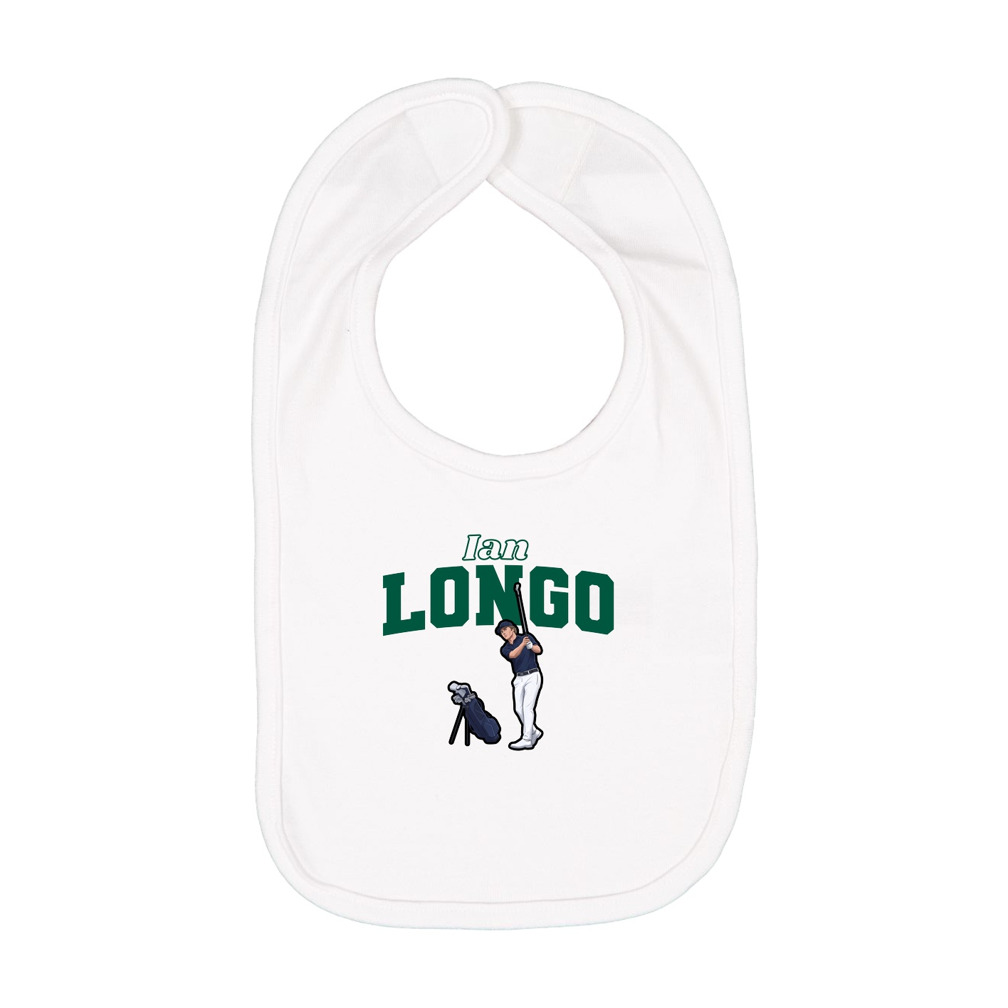 Infant Bib — Name Arch in White