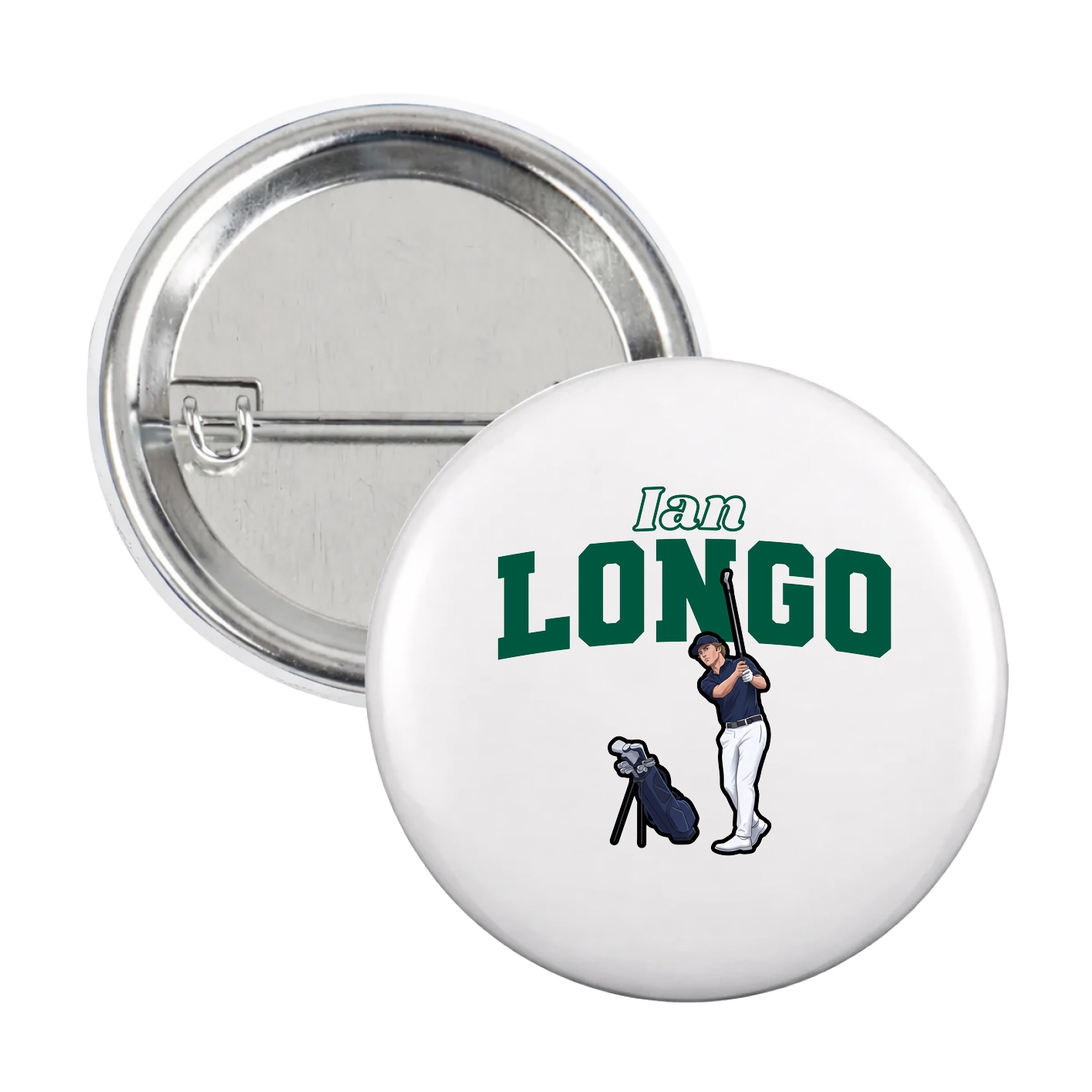 Game Day Button — Name Arch in White