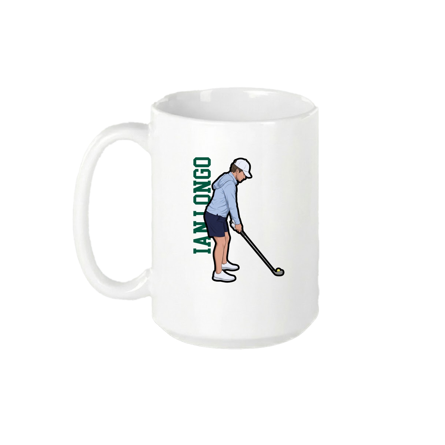 15oz Coffee Mug — Name Vertical in White